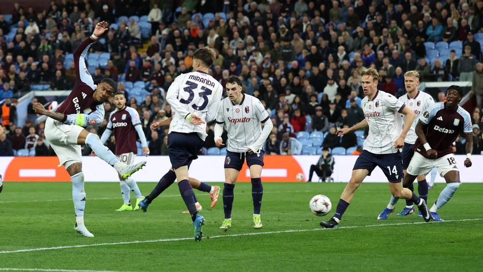 Aston Villa attack against Bologna in the 2026 Europa League quarter-final